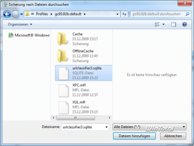 Browsen im Backup