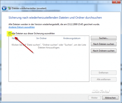 Wiederherstellung aller Daten