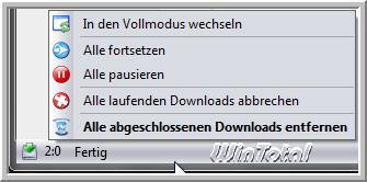 Kontextmenü von Download Statusbar