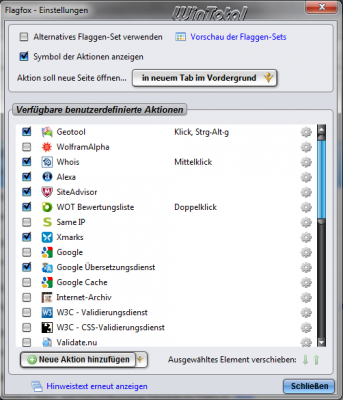 Flagfox Einstellungen