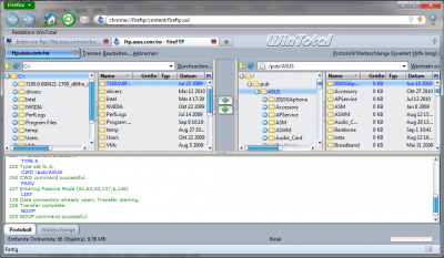 FireFTP 2-Fenster-Ansicht