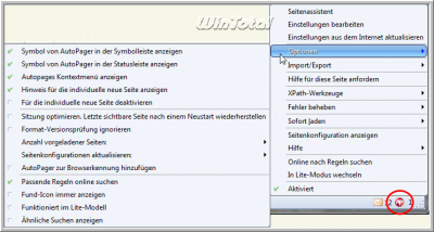 AutoPager-Optionen