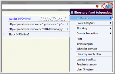 Ghostery rechts neben der Adresszeile