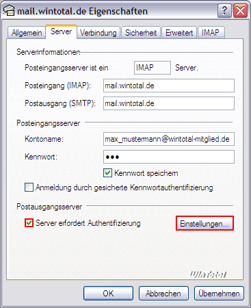 SMTP-Authentifizierung aktivieren