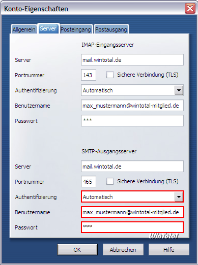 SMTP-Authentifizierung aktivieren