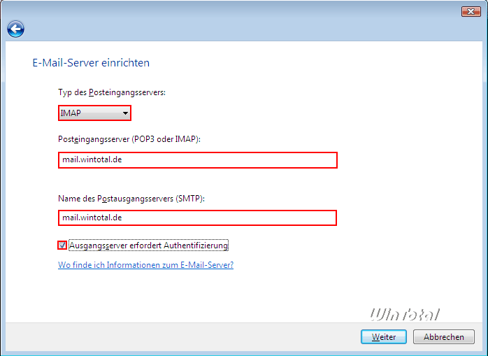 Servernamen eintragen