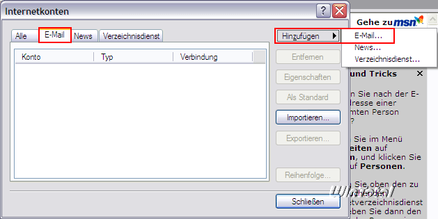 Mailkonto hinzufuegen