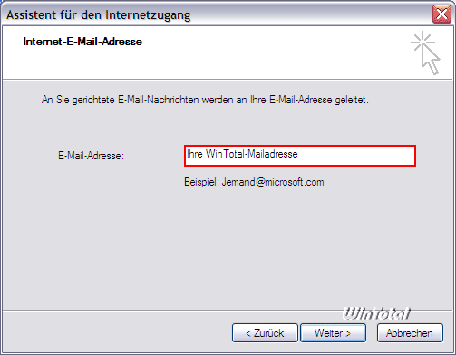 E-Mail Adresse angeben