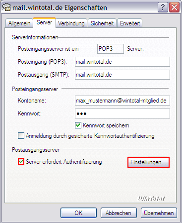 SMTP-Authentifizierung aktivieren