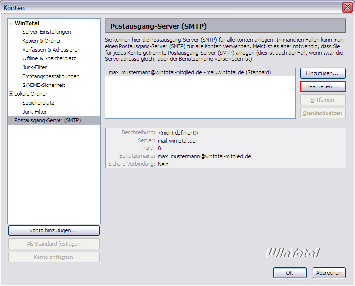 SMTP bearbeiten