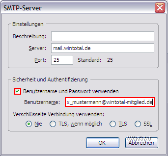 SMTP-Authentifizierung