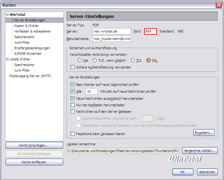 POP3-SSL aktivieren