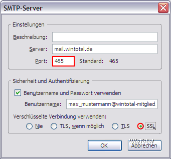 SMTP-SSL aktivieren