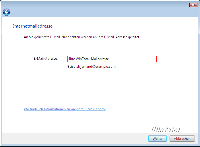 E-Mail Adresse angeben