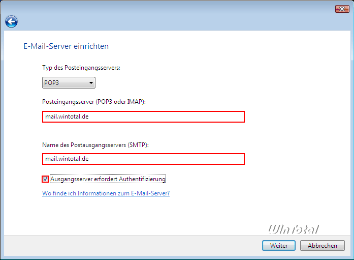 Servernamen eintragen