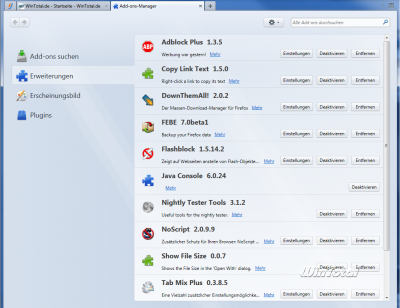 Der überarbeitete Add-on Manager