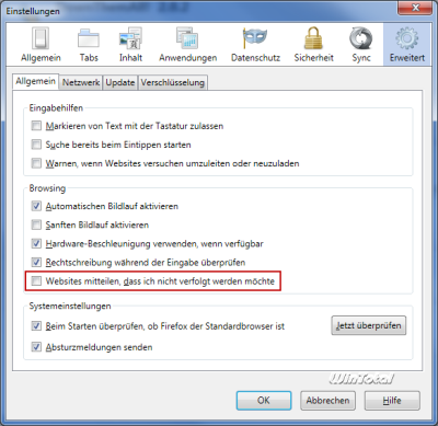 Do-not-Track-Header aktivieren