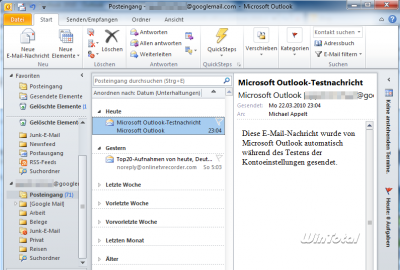 IMAP mit Outlook 2010