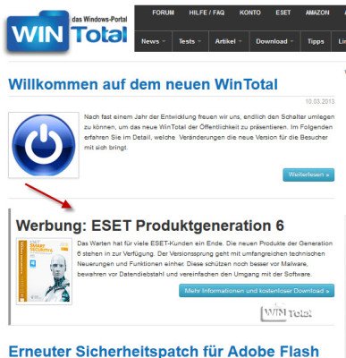 Werbung auf der Startseite werbungstartseite