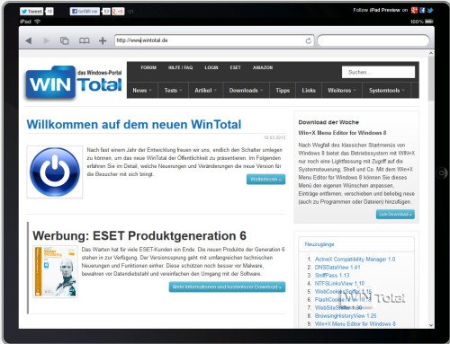 WinTotal auf iPad WinTotal-Ipad