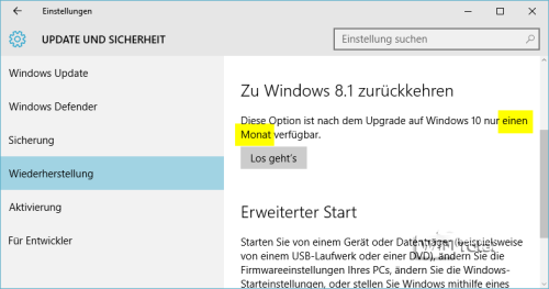 Wiederherstellung zu Windows 8