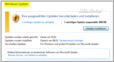 Windows Update – ein wichtiges Update ist verfügbar