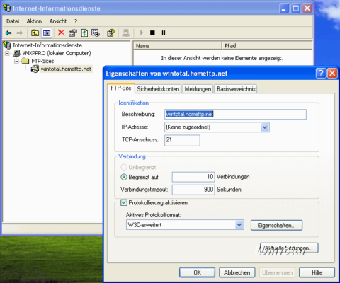 IIS / FTP-Site festlegen