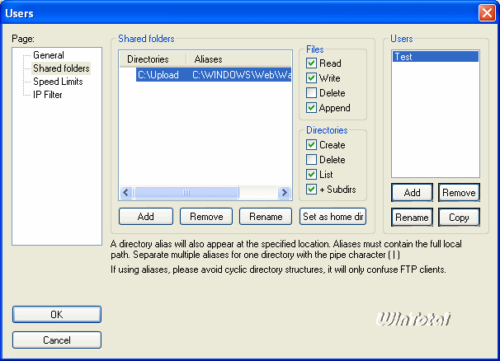 FileZilla Server – Upload-Ordner bereitstellen