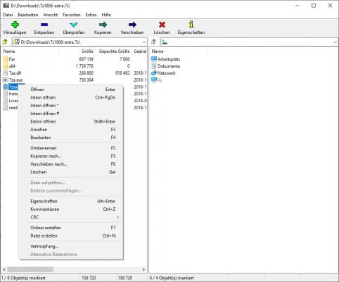 7-Zip kann viele Formate packen und entpacken.