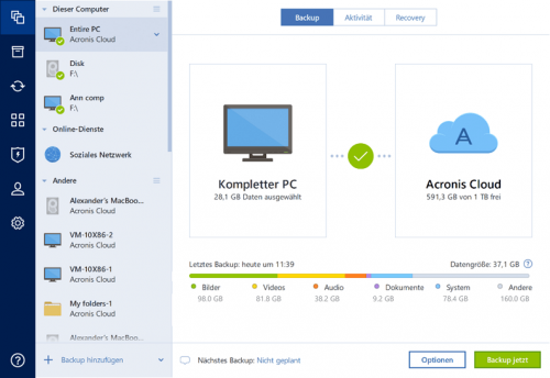 Acronis True Image als Cloud-Backup