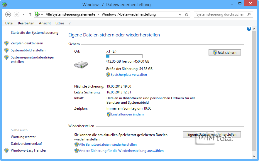 Windows 7 Dateiversionsverlauf