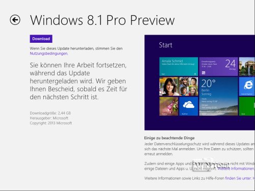 Windows 8.1 im Store