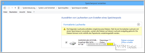  Samsung-Festplatte mit 3 Partitionen erkannt 