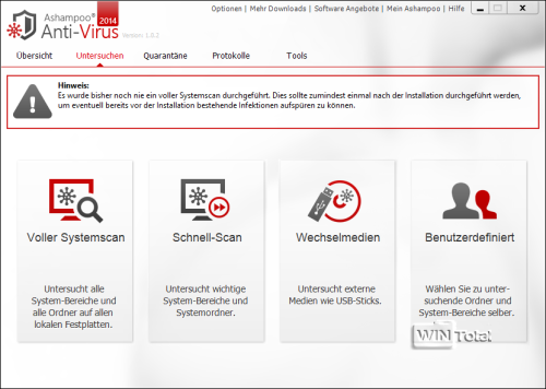 Untersuchen, Ashampoo Anti-Virus2014