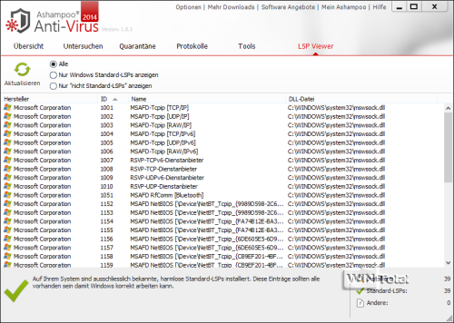 LSP Viewer, Ashampoo Anti-Virus2014