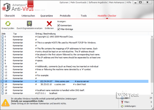 Hostsfile Checker, Ashampoo Anti-Virus2014