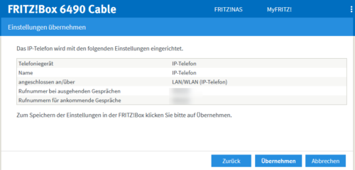 Zusammenfassung der Einstellungen für das IP-Telefon