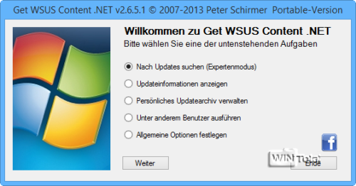 Experten-Modus - Startseite - Nach Updates suchen