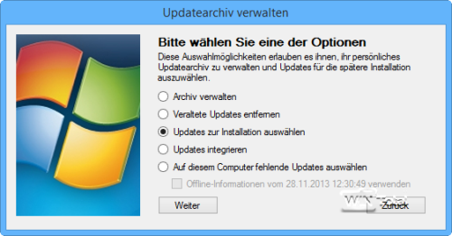 Updates zur Installation auswählen