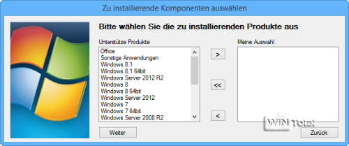 Zu installierende Komponenten auswählen