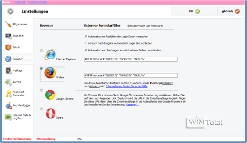 Einstellungen – Browser