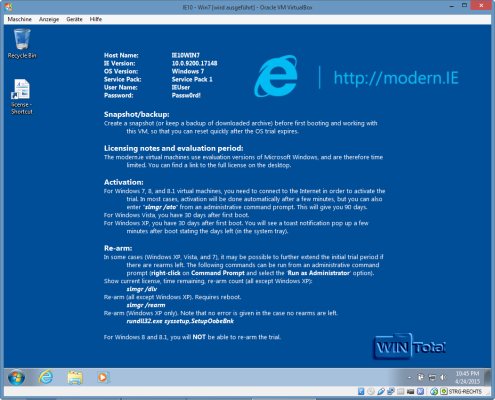 Windows 7 Start-/Infofenster