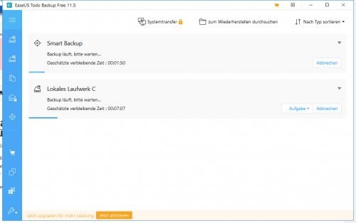 Easeus Todo Backup Oberfläche