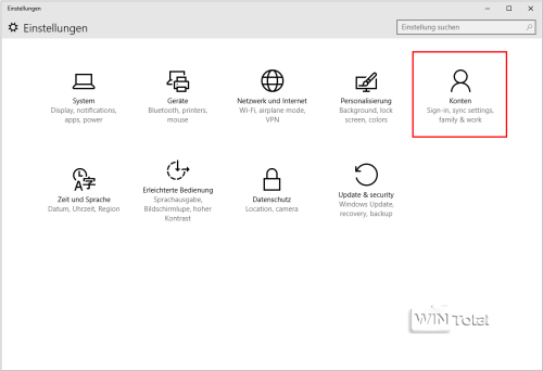 Konten unter Windows 10