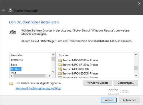 Druckertreiber Windows 10