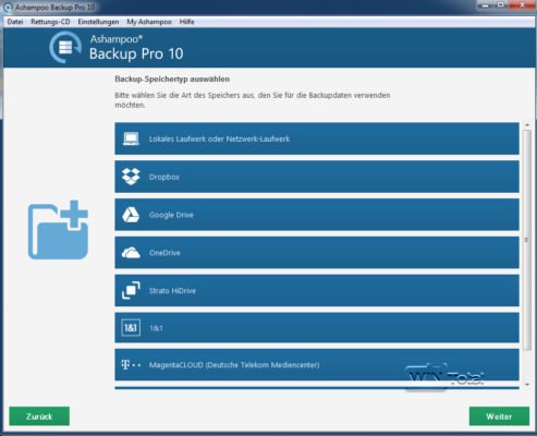 Backupziele Ashampoo Backup Pro