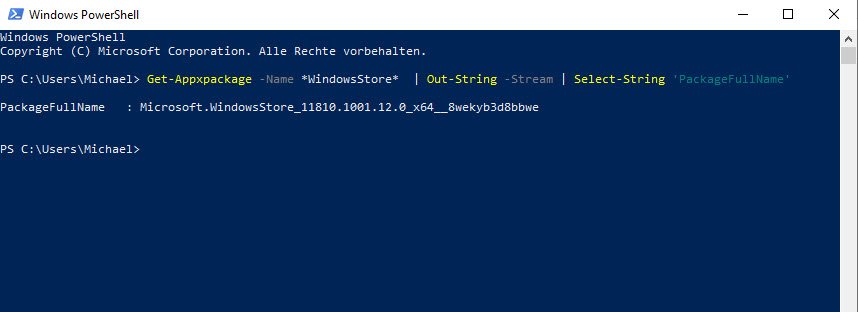 powershell get appxpackage