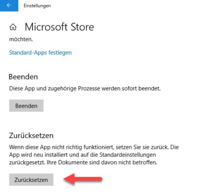 App zurücksetzen