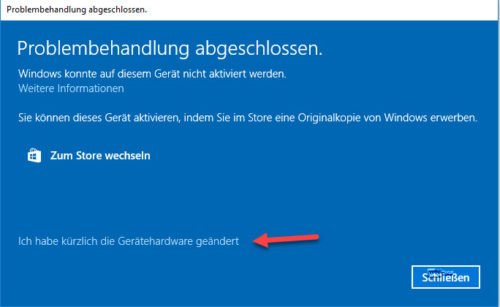 Gerätehardware geändert