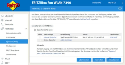 Fritz!Box - Speicher für Empfang